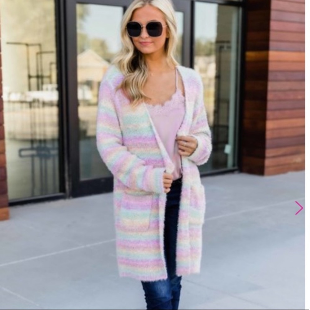 Rainbow popcorn cardigan 🌈
